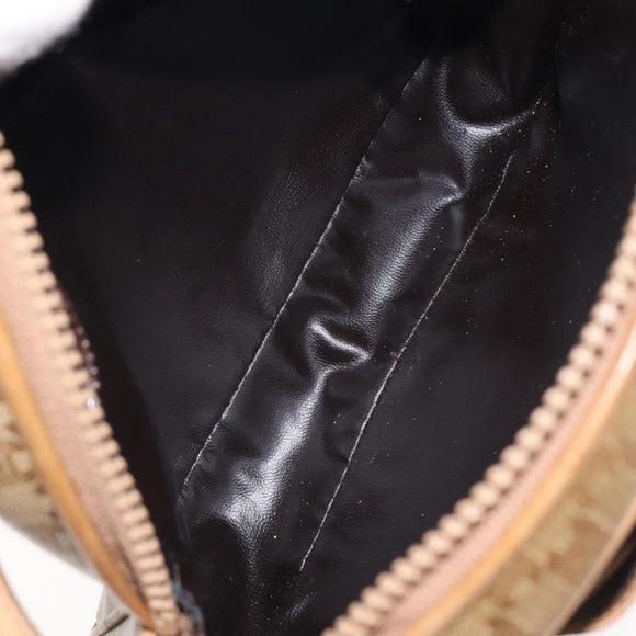 CELINE Macadam Canvas Shoulder Bag PVC Beige Gold Auth BA2920