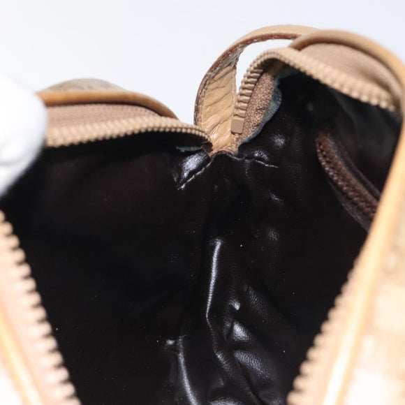 CELINE Macadam Canvas Shoulder Bag PVC Beige Gold Auth BA2920