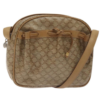 CELINE Macadam Canvas Shoulder Bag PVC Beige Gold Auth BA2920