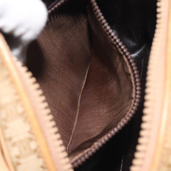 CELINE Macadam Canvas Shoulder Bag PVC Beige Gold Auth BA2920