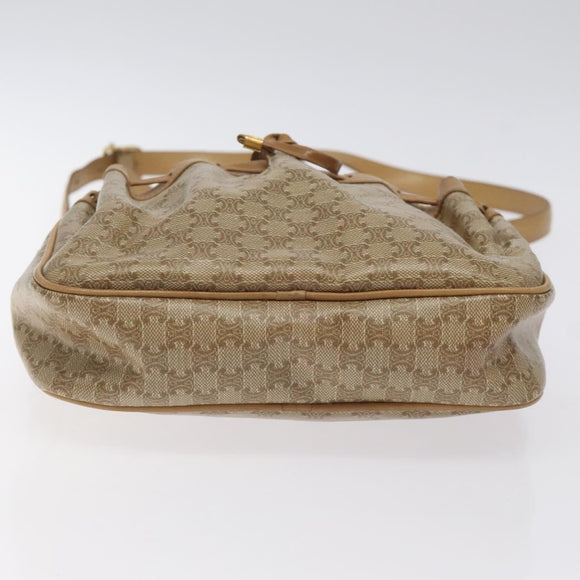 CELINE Macadam Canvas Shoulder Bag PVC Beige Gold Auth BA2920