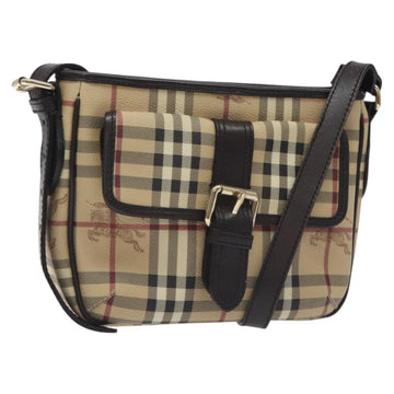 BURBERRY Nova Check Shoulder Bag PVC Beige Gold Auth BA2923