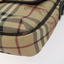 BURBERRY Nova Check Shoulder Bag PVC Beige Gold Auth BA2923-9
