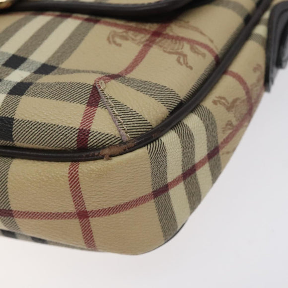 BURBERRY Nova Check Shoulder Bag PVC Beige Gold Auth BA2923