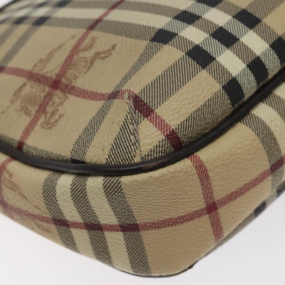 BURBERRY Nova Check Shoulder Bag PVC Beige Gold Auth BA2923