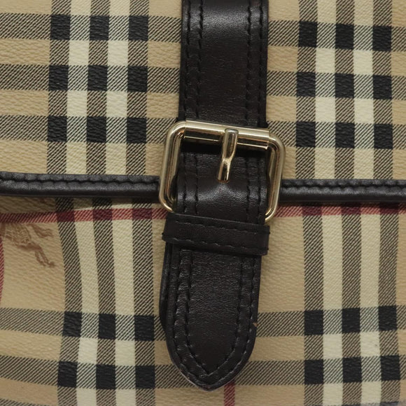 BURBERRY Nova Check Shoulder Bag PVC Beige Gold Auth BA2923