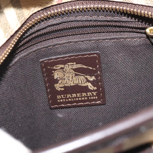 BURBERRY Nova Check Shoulder Bag PVC Beige Gold Auth BA2923