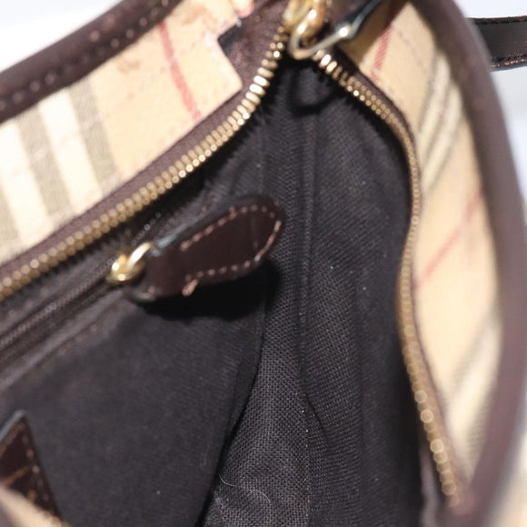 BURBERRY Nova Check Shoulder Bag PVC Beige Gold Auth BA2923