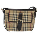 BURBERRY Nova Check Shoulder Bag PVC Beige Gold Auth BA2923-13