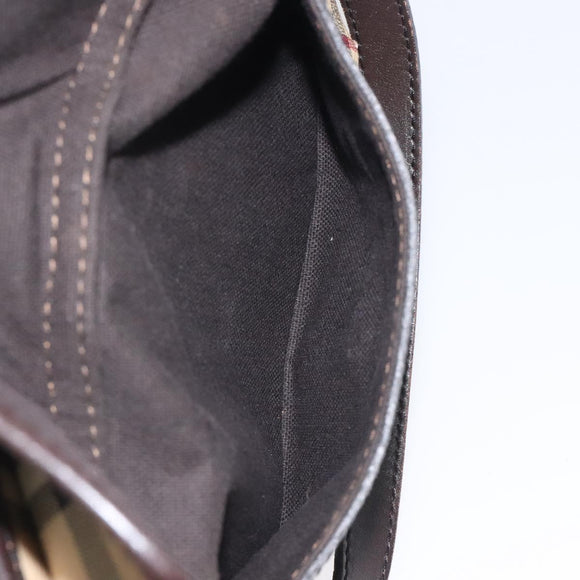 BURBERRY Nova Check Shoulder Bag PVC Beige Gold Auth BA2923