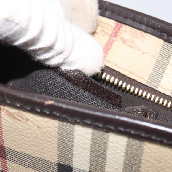 BURBERRY Nova Check Shoulder Bag PVC Beige Gold Auth BA2923