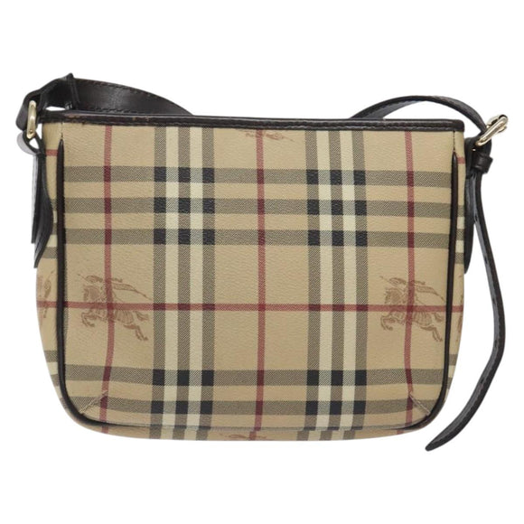 BURBERRY Nova Check Shoulder Bag PVC Beige Gold Auth BA2923