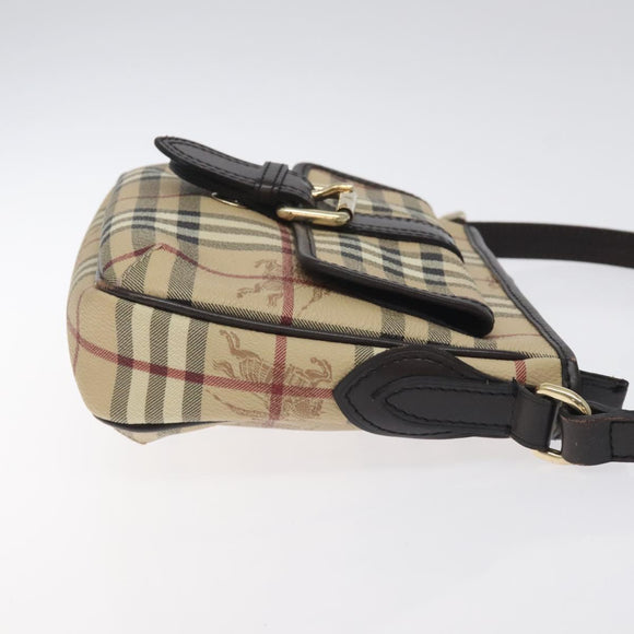 BURBERRY Nova Check Shoulder Bag PVC Beige Gold Auth BA2923