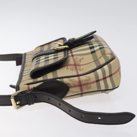 BURBERRY Nova Check Shoulder Bag PVC Beige Gold Auth BA2923