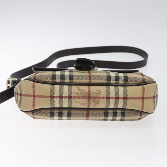 BURBERRY Nova Check Shoulder Bag PVC Beige Gold Auth BA2923