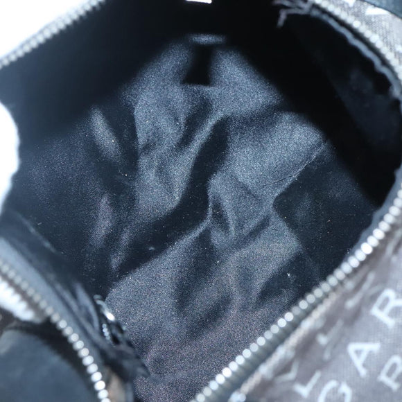 BVLGARI Logo Mania Shoulder Bag Canvas Black Silver Auth BA2924