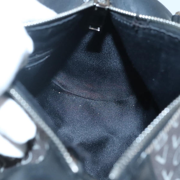 BVLGARI Logo Mania Shoulder Bag Canvas Black Silver Auth BA2924