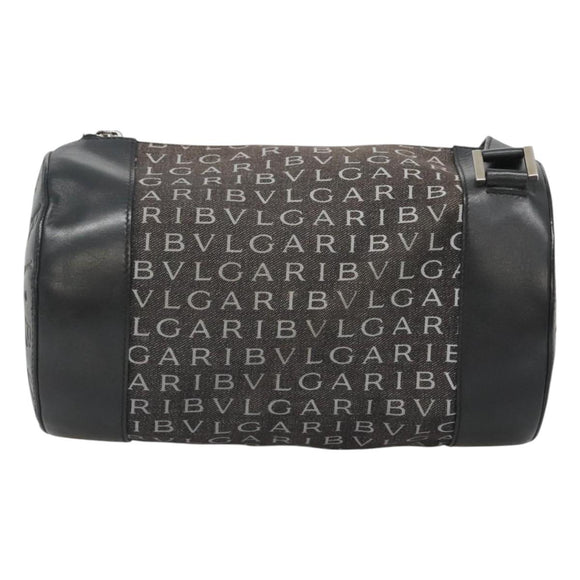 BVLGARI Logo Mania Shoulder Bag Canvas Black Silver Auth BA2924