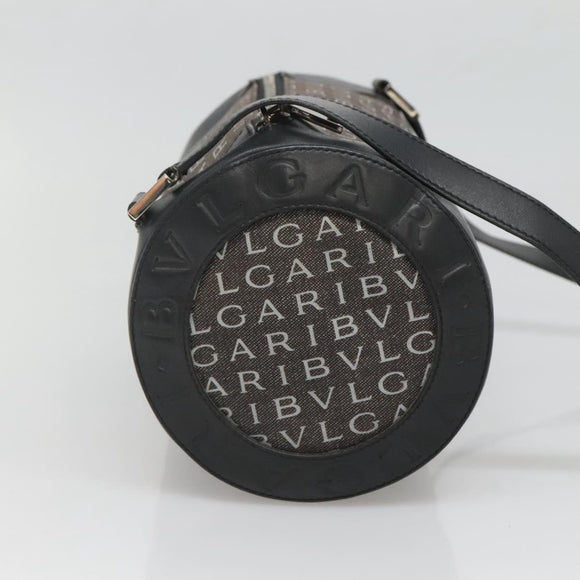 BVLGARI Logo Mania Shoulder Bag Canvas Black Silver Auth BA2924