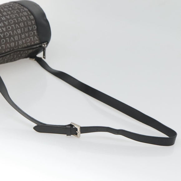 BVLGARI Logo Mania Shoulder Bag Canvas Black Silver Auth BA2924