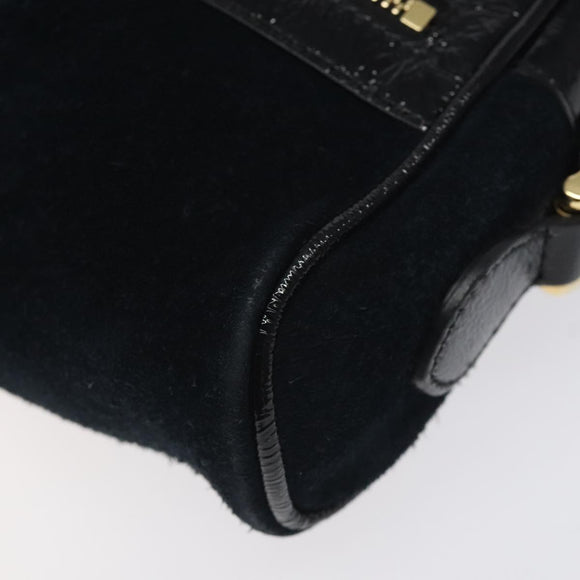 GUCCI Ofdea Sherry Line Shoulder Bag Suede Navy Gold 517350 Auth BA2925