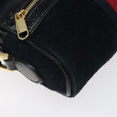 GUCCI Ofdea Sherry Line Shoulder Bag Suede Navy Gold 517350 Auth BA2925-14