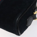 GUCCI Ofdea Sherry Line Shoulder Bag Suede Navy Gold 517350 Auth BA2925-15