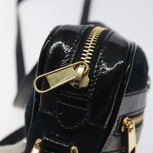 GUCCI Ofdea Sherry Line Shoulder Bag Suede Navy Gold 517350 Auth BA2925