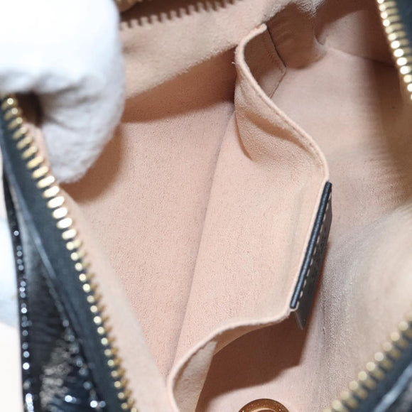 GUCCI Ofdea Sherry Line Shoulder Bag Suede Navy Gold 517350 Auth BA2925