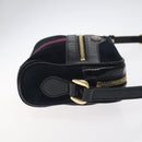 GUCCI Ofdea Sherry Line Shoulder Bag Suede Navy Gold 517350 Auth BA2925-3