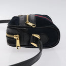 GUCCI Ofdea Sherry Line Shoulder Bag Suede Navy Gold 517350 Auth BA2925-4