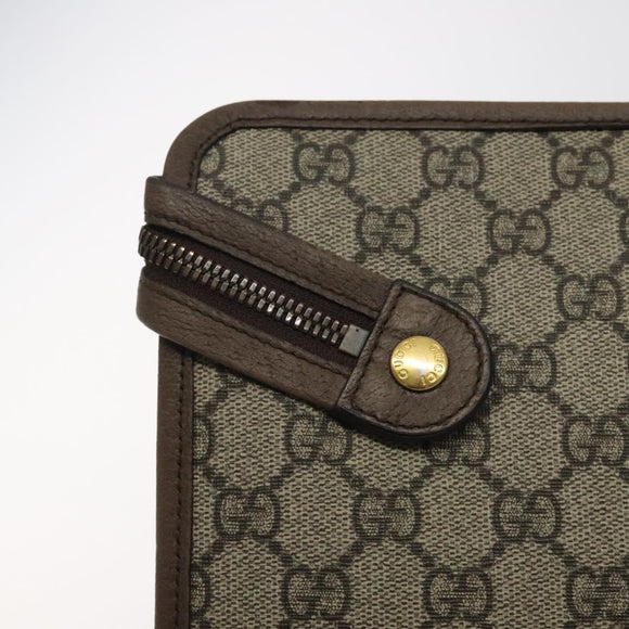 GUCCI GG Supreme Web Sherry Line Clutch Bag PVC Beige Gold 597619 Auth BA2927