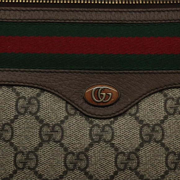 GUCCI GG Supreme Web Sherry Line Clutch Bag PVC Beige Gold 597619 Auth BA2927