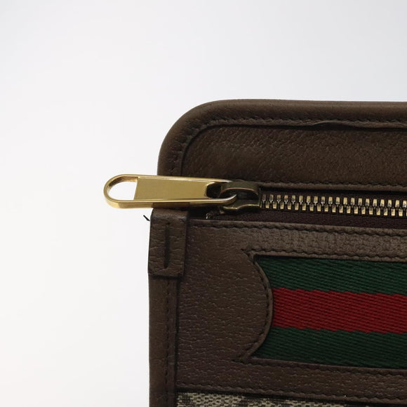 GUCCI GG Supreme Web Sherry Line Clutch Bag PVC Beige Gold 597619 Auth BA2927