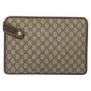 GUCCI GG Supreme Web Sherry Line Clutch Bag PVC Beige Gold 597619 Auth BA2927-3