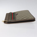 GUCCI GG Supreme Web Sherry Line Clutch Bag PVC Beige Gold 597619 Auth BA2927-5