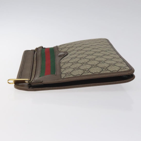 GUCCI GG Supreme Web Sherry Line Clutch Bag PVC Beige Gold 597619 Auth BA2927