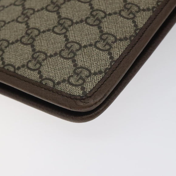 GUCCI GG Supreme Web Sherry Line Clutch Bag PVC Beige Gold 597619 Auth BA2927