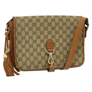 GUCCI GG Canvas Shoulder Bag Beige Gold 257024 Auth BA2928