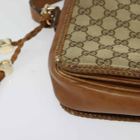 GUCCI GG Canvas Shoulder Bag Beige Gold 257024 Auth BA2928