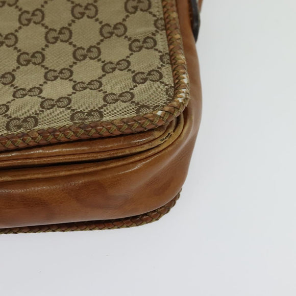 GUCCI GG Canvas Shoulder Bag Beige Gold 257024 Auth BA2928