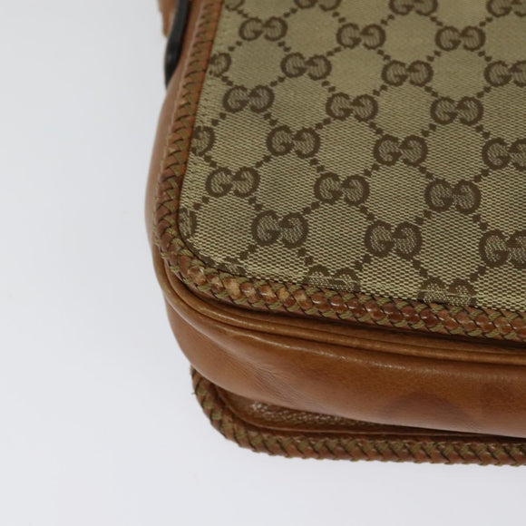 GUCCI GG Canvas Shoulder Bag Beige Gold 257024 Auth BA2928