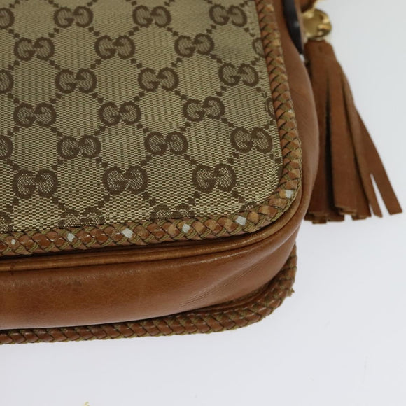 GUCCI GG Canvas Shoulder Bag Beige Gold 257024 Auth BA2928
