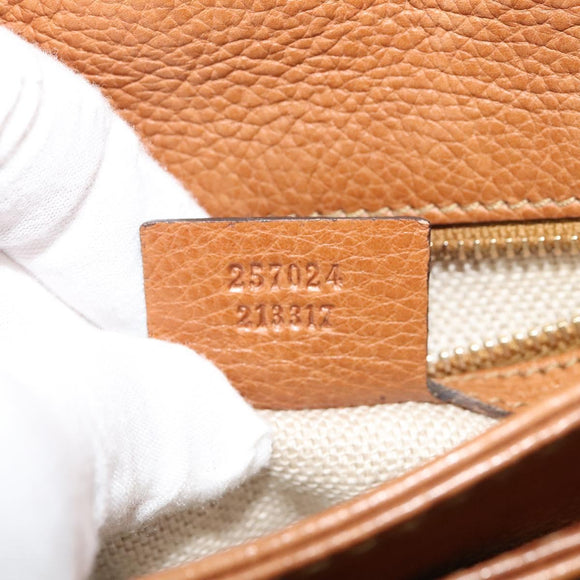 GUCCI GG Canvas Shoulder Bag Beige Gold 257024 Auth BA2928