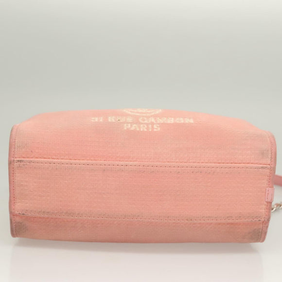 CHANEL Hand Bag Canvas Leather 2way Pink Silver CC Auth BA2930