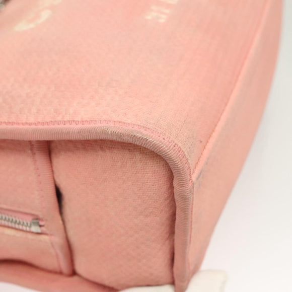 CHANEL Hand Bag Canvas Leather 2way Pink Silver CC Auth BA2930