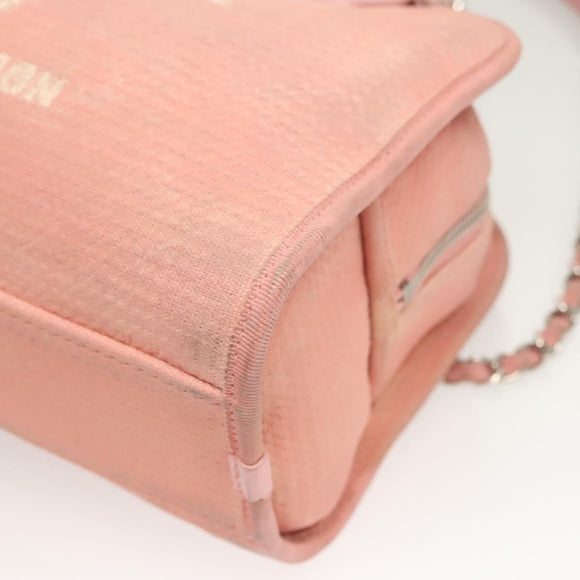 CHANEL Hand Bag Canvas Leather 2way Pink Silver CC Auth BA2930