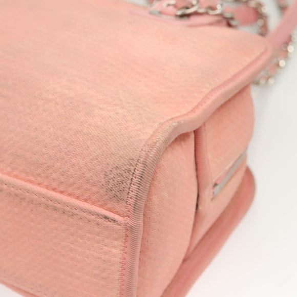 CHANEL Hand Bag Canvas Leather 2way Pink Silver CC Auth BA2930