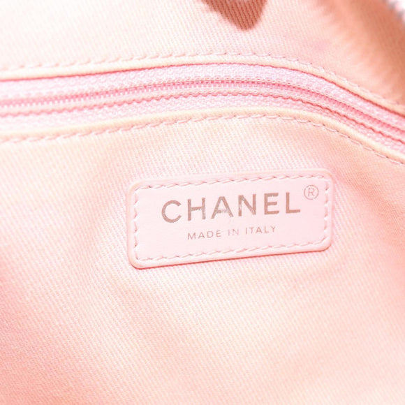CHANEL Hand Bag Canvas Leather 2way Pink Silver CC Auth BA2930