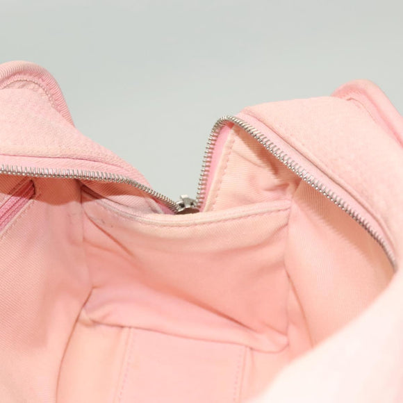 CHANEL Hand Bag Canvas Leather 2way Pink Silver CC Auth BA2930